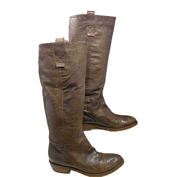 Fatte A Mano per King Brown Leather‎ Tall Riding Boots - Picture 9 of 13